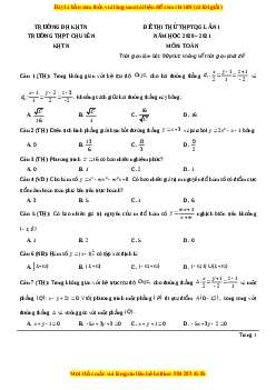 Đề thi thử Toán trường Chuyên KHTN năm 2021