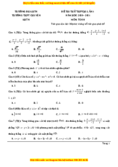 Đề thi thử Toán trường Chuyên KHTN năm 2021