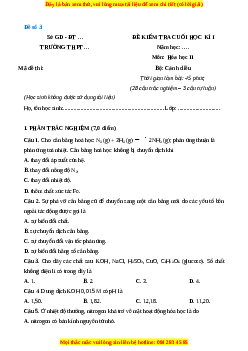 Đề thi cuối kì 1 Hóa Học 11 Cánh diều - Đề 3