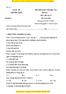 Đề thi cuối kì 1 Hóa Học 11 Cánh diều - Đề 3