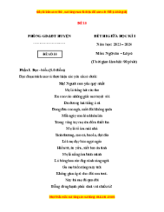 Đề thi giữa kì 1 Ngữ văn 6 Kết nối tri thức (đề 10)