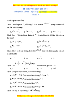 Đề thi giữa kì 2 Toán 11 Chân trời sáng tạo (Đề 9)
