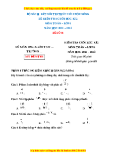 Đề thi cuối kì 2 Toán 6 Kết nối tri thức (Đề 1)