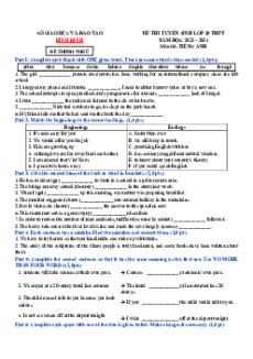 Đề thi vào 10 Tiếng Anh Tỉnh Bình Định năm 2023-2024