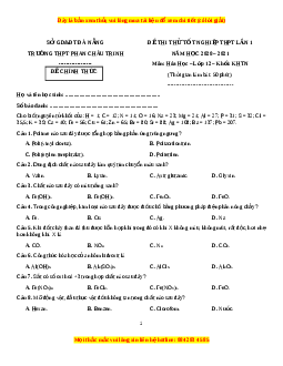 Đề thi thử Hóa Học trường Phan Châu Trinh lần 1 năm 2021