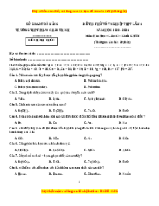 Đề thi thử Hóa Học trường Phan Châu Trinh lần 1 năm 2021