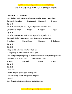 Đề thi giữa kì 1 Tiếng Anh 9 trường THCS Phan Bội Châu