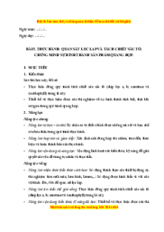 Giáo án Thực hành: Quan sát lục lạp và tách chiết sắc tố; chứng minh sự hình thành sản phẩm quang hợp Sinh học 11 Chân trời sáng tạo