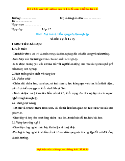 Giáo án Công nghệ Lâm nghiệp - Thủy sản 12 Kết nối tri thức