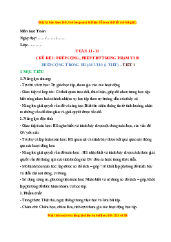 Giáo án Phép cộng trong phạm vi 10 Toán lớp 1 Chân trời sáng tạo