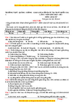 Đề thi thử Lịch Sử trường Quảng Xương lần 3 năm 2021