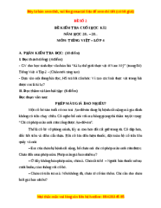 Đề thi cuối kì 2 Tiếng Việt lớp 4 Chân trời sáng tạo (Đề 2)