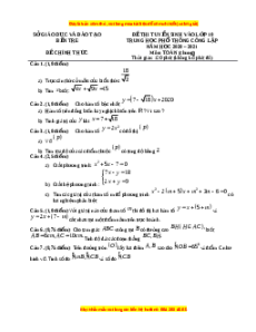 Đề thi vào 10 môn Toán tỉnh Bến Tre (Hệ không chuyên) năm 2021