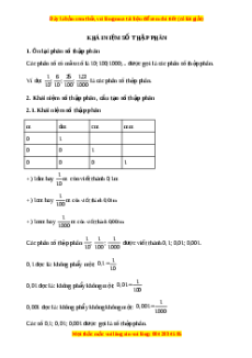 Lý thuyết Khái niệm số thập phân Toán 5