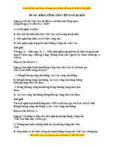 Trắc nghiệm Bài 18: Đảng Cộng sản Việt Nam ra đời Lịch sử 12