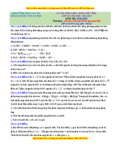 Đề HSG Hóa 10 Sở Thái Nguyên năm 2023 có đáp án