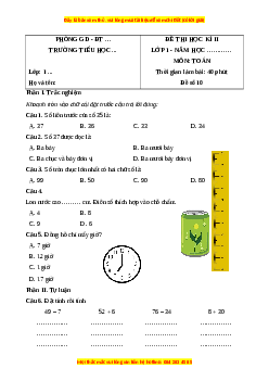 Đề thi cuối kì 2 Toán lớp 1 Kết nối tri thức (Đề 10)