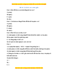 Trắc nghiệm Bài 18 Tin học 10 Kết nối tri thức: Các lệnh vào ra đơn giản