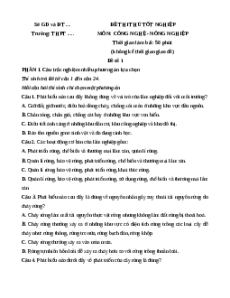 Đề ôn thi Tốt nghiệp Công nghệ (Định hướng Nông nghiệp) - Đề 1