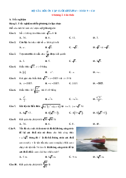 Bài tập ôn tập + Đề kiểm tra Toán 9 Chương 3 Cánh diều