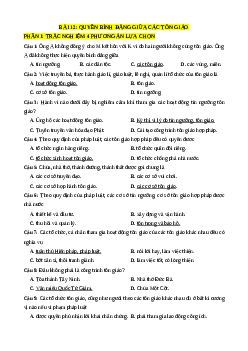 Trắc nghiệm Bài 12 Kinh tế pháp luật 11 Đúng-Sai, Trả lời ngắn: Quyền bình đẳng tôn giáo