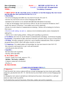 Giáo án Review 4 Tiếng Anh 8 Global success