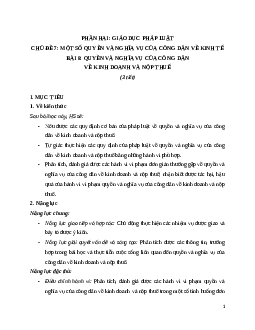 Giáo án Bài 8: Quyền và nghĩa vụ của công dân về kinh doanh và nộp thuế KTPL 12 Kết nối tri thức
