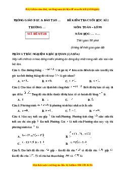 Đề thi cuối kì 2 Toán 8 Chân trời sáng tạo (Đề 6)