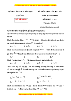 Đề thi cuối kì 2 Toán 8 Chân trời sáng tạo (Đề 6)