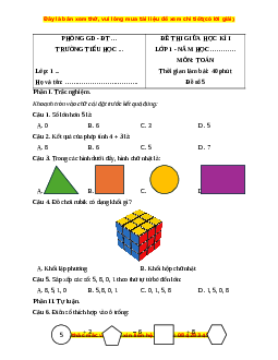Đề thi cuối kì 1 Toán lớp 1 Kết nối tri thức (Đề 5)