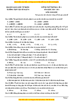 Đề thi thử Sinh Học trường Chuyên KHTN lần 1 năm 2021