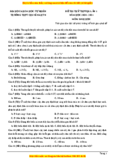 Đề thi thử Sinh Học trường Chuyên KHTN lần 1 năm 2021