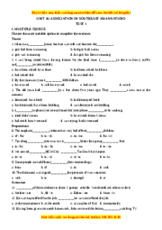 Trắc nghiệm Unit 16: Association of southeast asian nations Tiếng Anh 12 - Mai Lan Hương