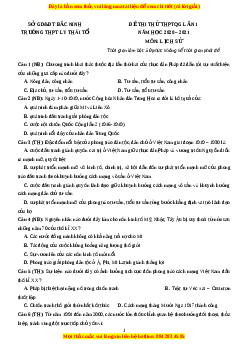 Đề thi thử Lịch Sử trường Lý Thái Tổ lần 1 năm 2021