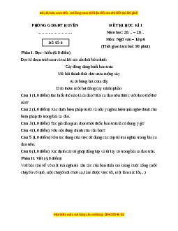 Đề thi cuối kì 1 Ngữ văn 6 Chân trời sáng tạo (đề 8)