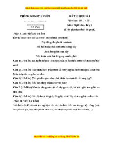 Đề thi cuối kì 1 Ngữ văn 6 Chân trời sáng tạo (đề 8)