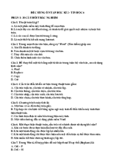 Đề cương ôn tập Cuối kì 2 Tin học lớp 6 Kết nối tri thức