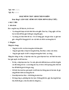 Giáo án Hoạt động 1: Làm giác kế đo góc nâng đơn giản Toán 9 Chân trời sáng tạo