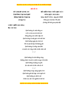 Đề thi cuối kì 1 Ngữ Văn 10 Chân trời sáng tạo (Đề 15)