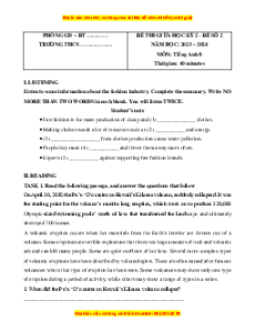 Đề thi giữa kì 2 Tiếng Anh 8 Global success (Đề 2 kèm file nghe)