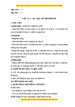 Giáo án Số nguyên tố Toán 6 Kết nối tri thức