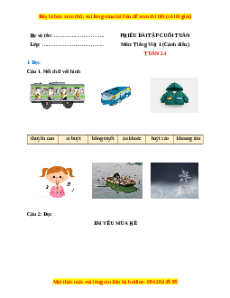 Bài tập cuối tuần Tiếng việt lớp 1 Tuần 24 Cánh diều (có lời giải)