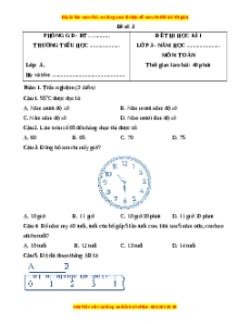 Đề thi cuối kì 1 Toán lớp 3 Chân trời sáng tạo - Đề 3