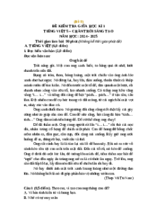 Đề thi giữa kì 1 Tiếng Việt lớp 5 Chân trời sáng tạo (Đề 9)