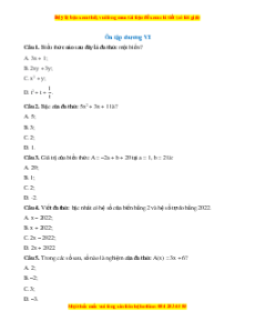 Trắc nghiệm Bài tập cuối chương 6 Toán 7 Cánh diều