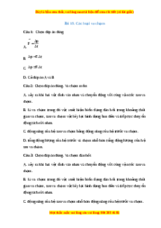 Trắc nghiệm Các loại va chạm Vật lí 10 Chân trời sáng tạo