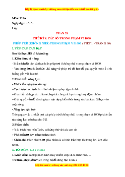 Giáo án Phép trừ (không nhớ) trong phạm vi 1000 Toán lớp 2 Cánh diều