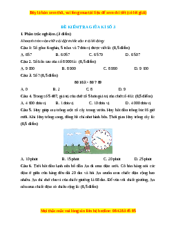 Đề thi giữa kì 2 Toán lớp 3 Chân trời sáng tạo (Đề 3)