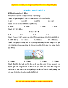 Đề thi giữa kì 2 Toán lớp 3 Chân trời sáng tạo (Đề 3)