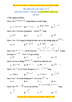 Đề thi giữa kì 2 Toán 11 Chân trời sáng tạo (Đề 8)